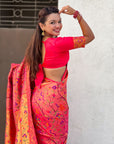 Pink Luxury Original Brocade Paithani Tissue Saree with Traditional Motifs Meenakari Pallu Jaal Zari Woven Saree