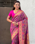 Violet Luxury Original Brocade Paithani Tissue Saree with Traditional Motifs & Meenakari Pallu Jaal Zari Woven Saree