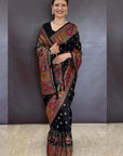 Heena Gehani in our Jade Black Pashmina Kashmiri Silk Zari Woven Saree