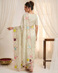 Pista Original Glass Tissue Saree Designer Party Wear Saree With Multi Thread Embroidery Handwork Border Wedding Festive Saree