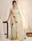 Pista Original Glass Tissue Saree Designer Party Wear Saree With Multi Thread Embroidery Handwork Border Wedding Festive Saree