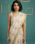 Designer Tussar Silk with Cross Stitch Embroidered Saree