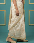 Designer Tussar Silk with Cross Stitch Embroidered Saree