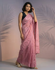 Pure Raspberry Silk Embroidered Saree with Leheriya Work and Sequin Border Lightweight Festive Silk Saree with Blouse