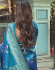 Blue Banarasi Jaal Soft Silk Zari Woven Saree