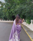 Lavender Banarasi Satin Silk Zari Woven Saree