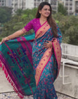 Blue Paithani Jaal Silk Zari Woven Saree