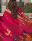Pink Zari Woven Gudi Padwa Special Paithani Silk Saree