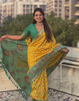 Yellow Soft Silk Zari Woven Patola Saree with Contrast Weaves