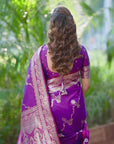 Purple Banarasi Jaal Soft Silk Zari Woven Saree
