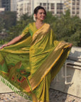 Mehendi Green Zari Woven Gudi Padwa Special Paithani Silk Saree