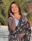 Black Tussar Silk Printed Saree with Zari Woven Border