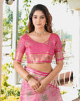 Pink Organza Zari Woven Patola Saree