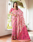 Pink Organza Zari Woven Patola Saree
