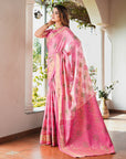 Pink Organza Zari Woven Patola Saree