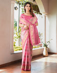 Pink Organza Zari Woven Patola Saree