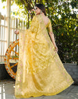 Yellow Organza Zari Woven Patola Saree