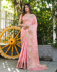 Pink Organza Zari Woven Patola Saree