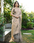 Grey Organza Zari Woven Patola Saree