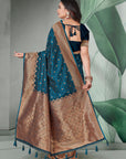 Dark Blue Banarasi Self Katan Silk Zari Woven Saree