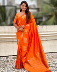Orange Soft Silk Dual Zari Woven Saree with Nandi Border