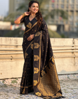 Black Soft Silk Traditional Zari Woven Saree