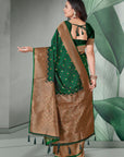 Dark Green Banarasi Self Katan Silk Zari Woven Saree