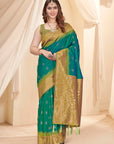 Green Haze Soft Silk Floral Border Contrast Zari Woven Saree