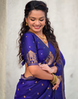 Violet Soft Silk Traditional Zari Woven Saree