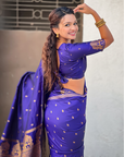 Violet Soft Silk Traditional Zari Woven Saree