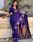 Violet Soft Silk Traditional Zari Woven Saree