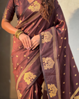 Coffee Brown Soft Silk Traditional Zari Woven Saree