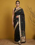 Soft Organza Meenakari Woven Saree with Jamdani Zari Pallu and Brocade Blouse Festive Wedding Party Wear Saree