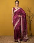 Soft Organza Meenakari Woven Saree with Jamdani Zari Pallu and Brocade Blouse Festive Wedding Party Wear Saree