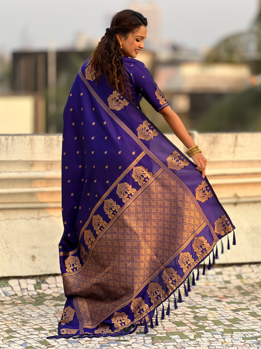 Violet Soft Silk Traditional Zari Woven Saree