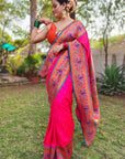 Shilpa Raman in Pink Muniya Original Paithani Silk Zari Woven Saree