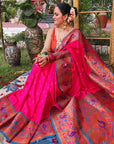 Shilpa Raman in Pink Muniya Original Paithani Silk Zari Woven Saree