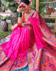 Shilpa Raman in Pink Muniya Original Paithani Silk Zari Woven Saree