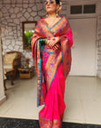 Shilpa Raman in Pink Muniya Original Paithani Silk Zari Woven Saree