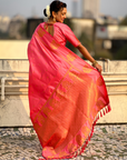 Baby Pink Soft Silk Traditional Zari Woven Saree