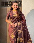 Coffee Brown Soft Silk Traditional Zari Woven Saree