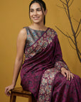 Soft Silk Printed Floral Saree with Rainbow Zari Woven Pallu and Contrast Blouse Festive Party Wear Saree
