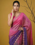 Fendy Satin Designer Saree with Gotapatti Work and Cutwork Piping Border Party Wedding Wear Saree