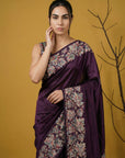 Soft Silk Printed Floral Saree with Rainbow Zari Woven Pallu and Contrast Blouse Festive Party Wear Saree