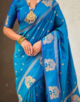 Blue Soft Silk Traditional Zari Woven Saree