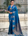 Blue Soft Silk Traditional Zari Woven Saree