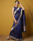 Soft Organza Meenakari Woven Saree with Jamdani Zari Pallu and Brocade Blouse Festive Wedding Party Wear Saree