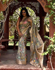 Riti Verma in Grey Organza Meenakari Floral Zari Woven Saree