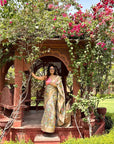 Riti Verma in Grey Organza Meenakari Floral Zari Woven Saree