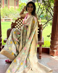 Riti Verma in Grey Organza Meenakari Floral Zari Woven Saree